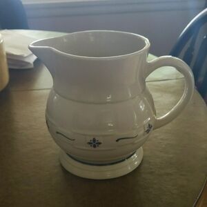 Longaberger White and Blue Ceramic Pitcher